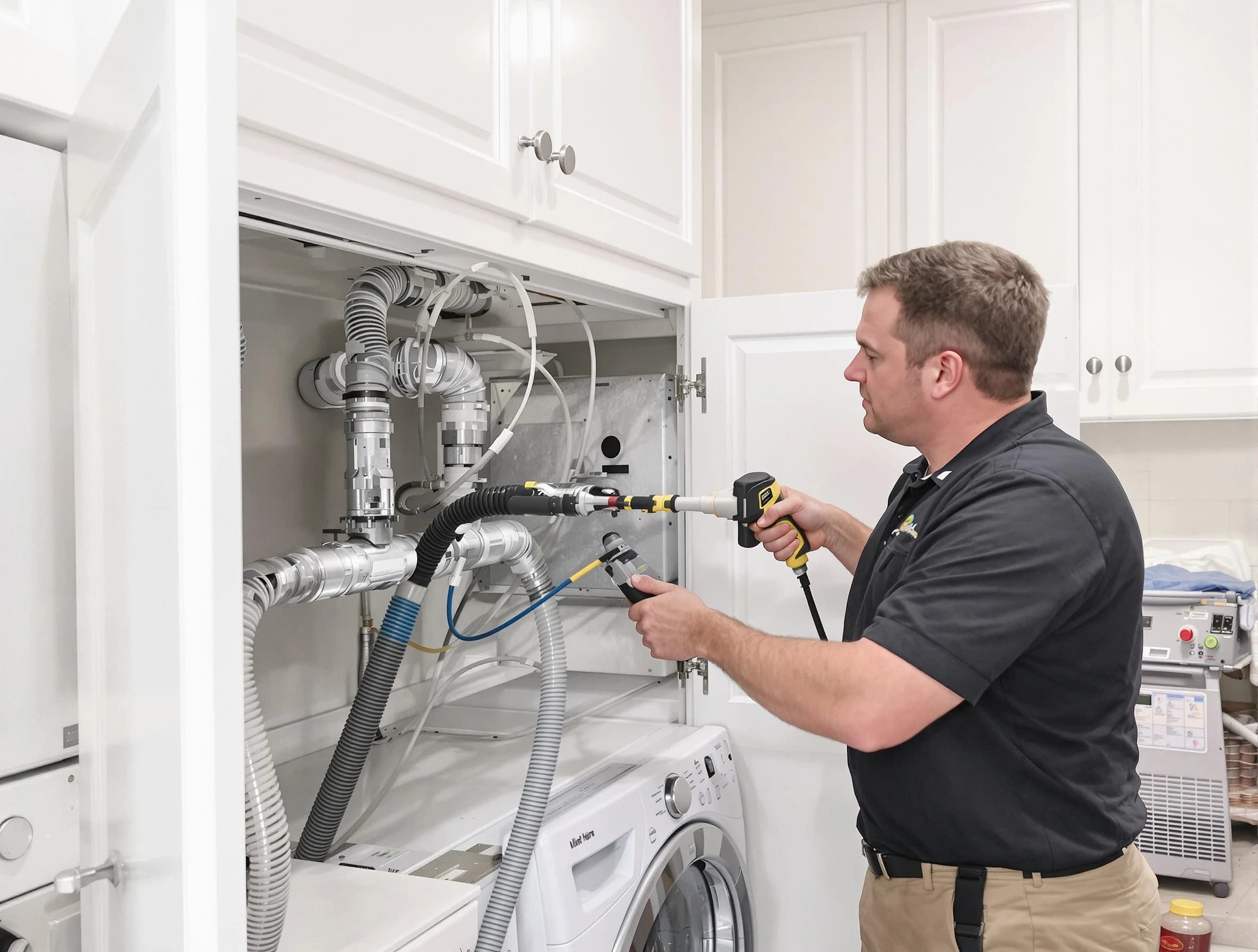 Blackstone Dryer Vent Cleaning professional removing severe blockage from a clogged dryer vent in Blackstone