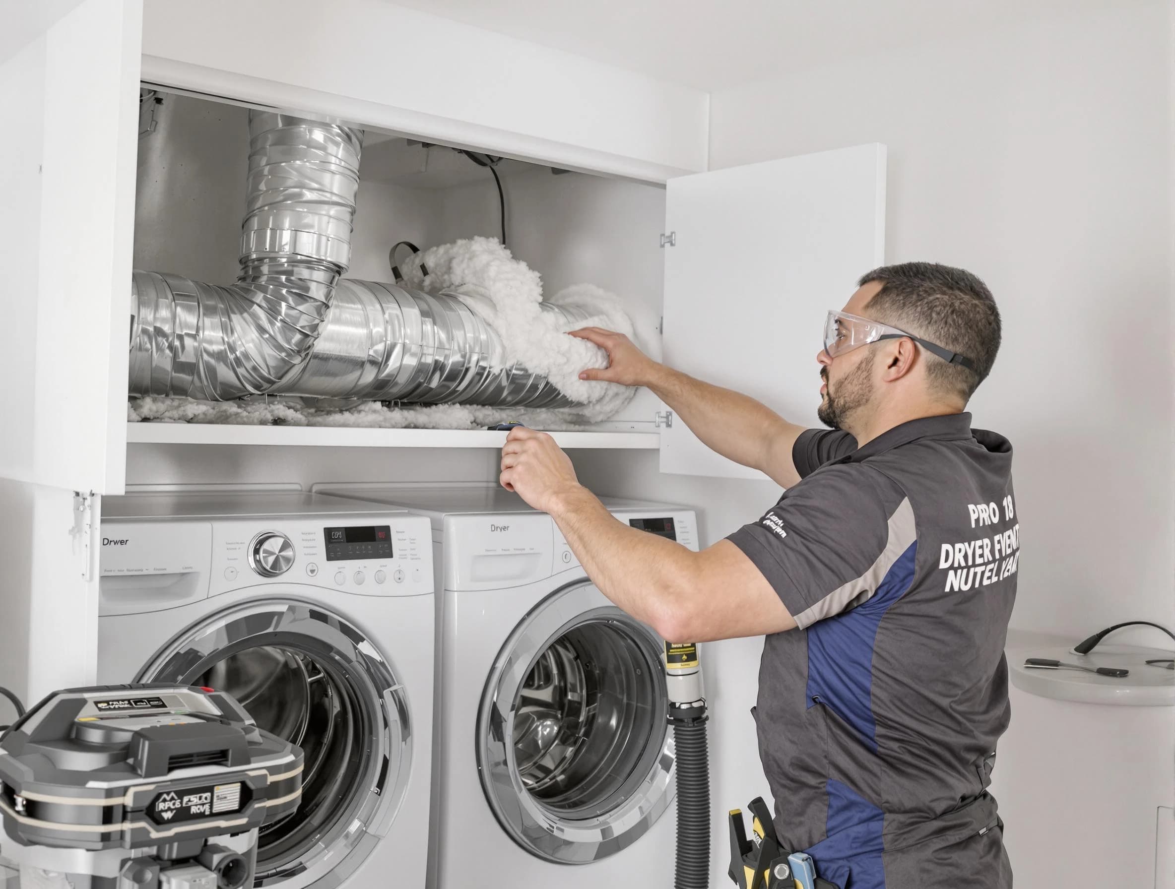 Blackstone Dryer Vent Cleaning certified technician performing specialized gas dryer vent cleaning in Blackstone