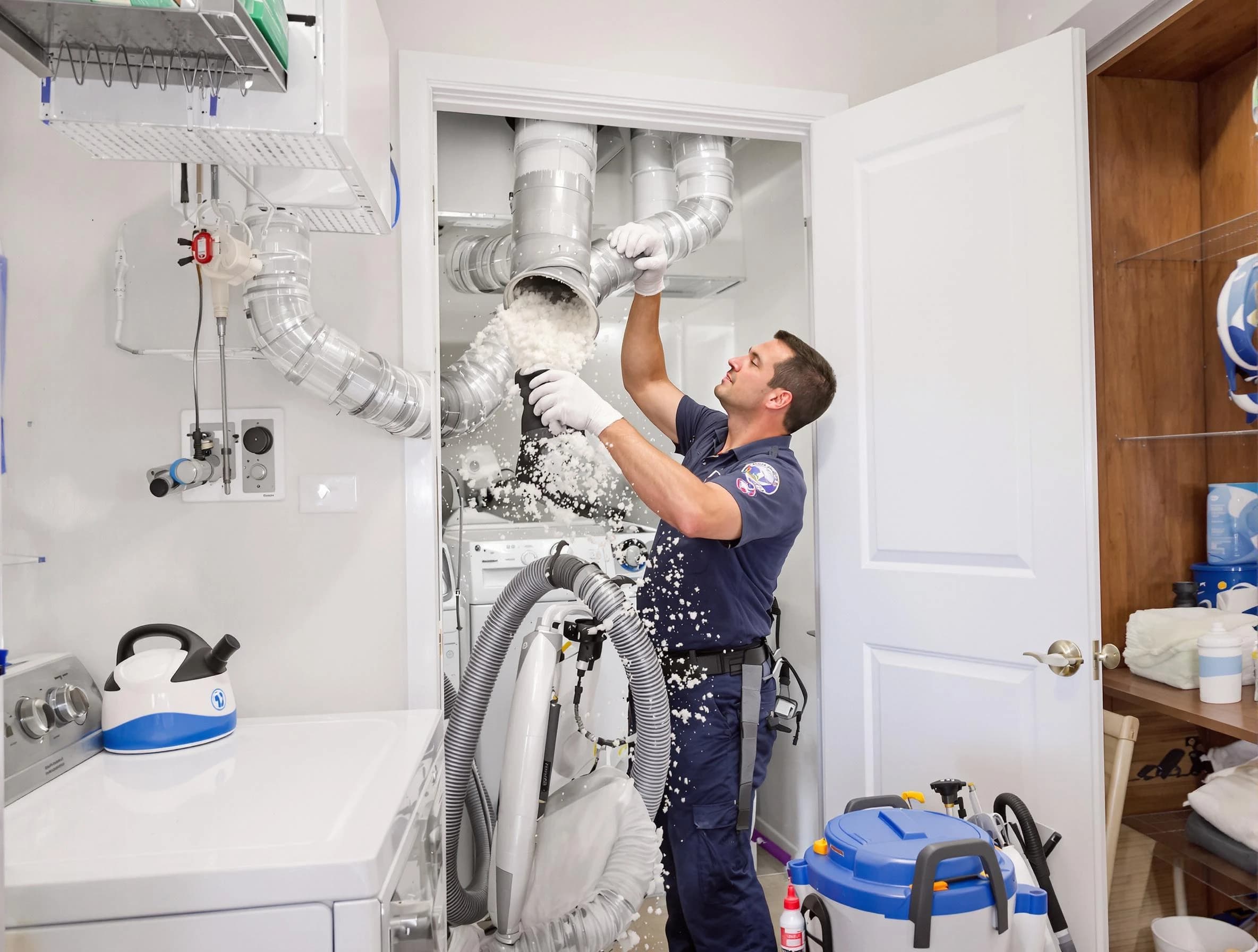 Blackstone Dryer Vent Cleaning technician delivering thorough residential dryer vent cleaning service in Blackstone